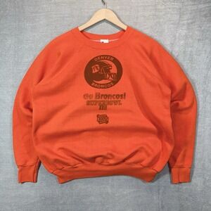 Vintage 80s ICU Sweatshirt Made In USA XL Orange Denver Broncos Superbowl 22 24